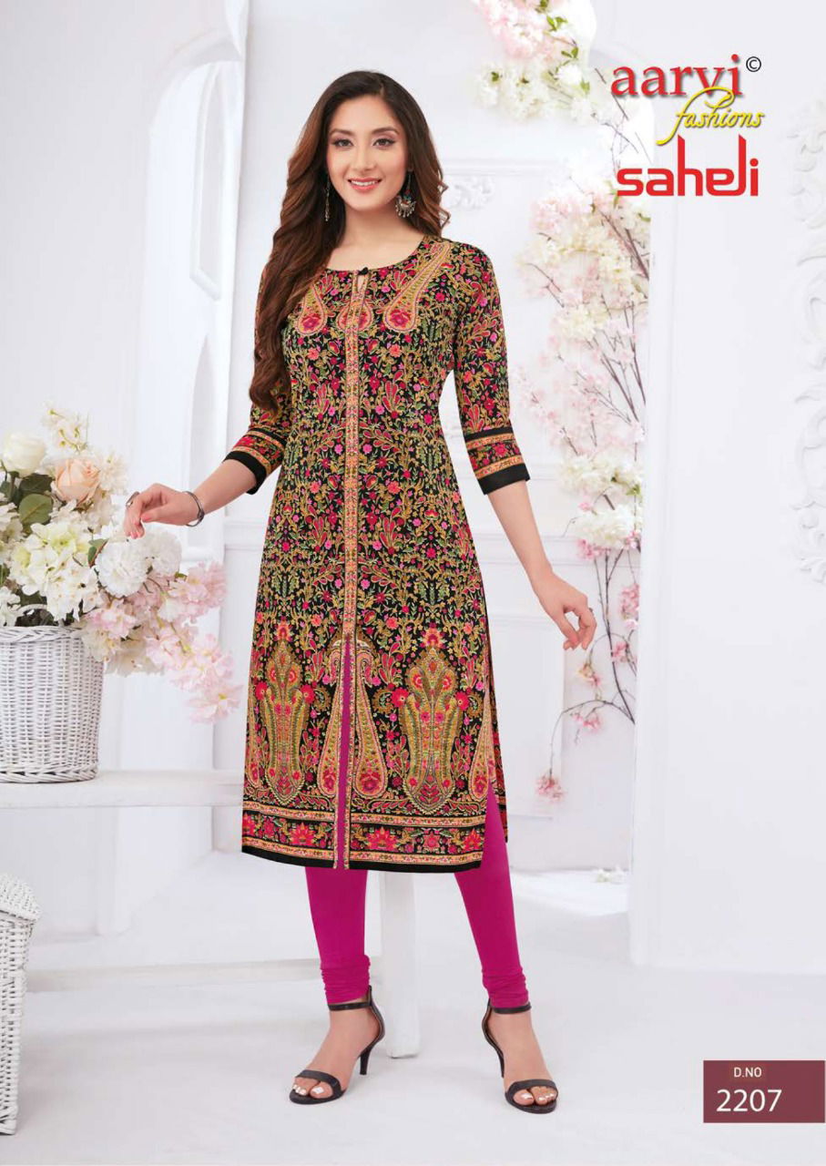 Aarvi Fashion Saheli 12 Casual Wear Cotton Printed Kurti Collection